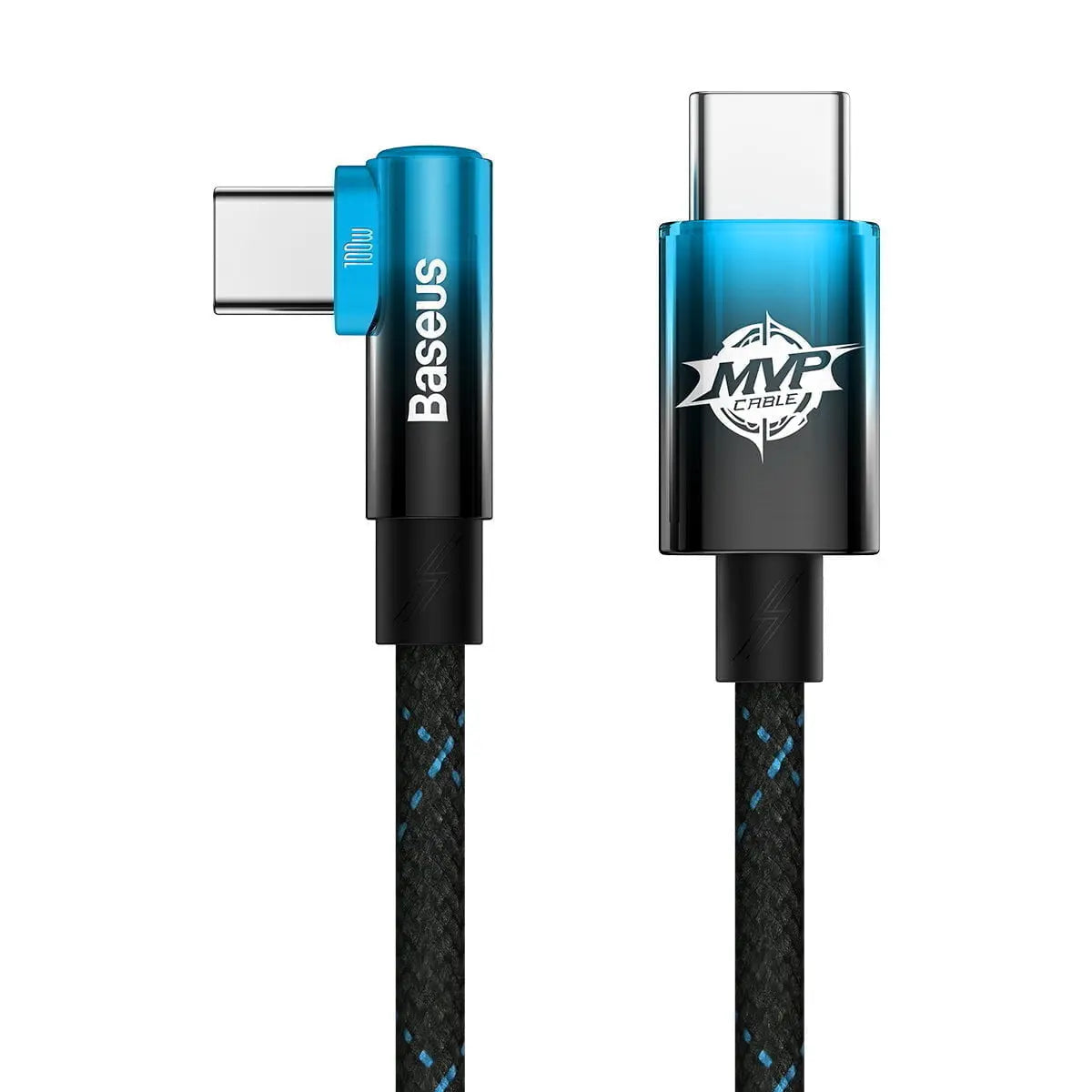 Baseus MVP Albuevinklet Kabel: USB Type C til USB Type C 2m 100W 5A Blå (CAVP000721) Baseus