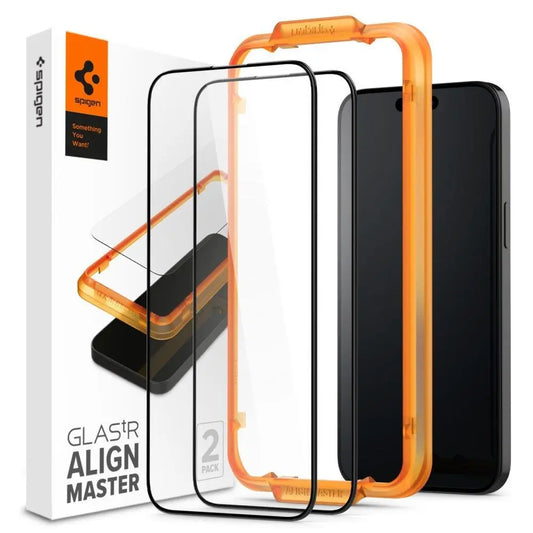 TEMPERED Spigen ALM GLASS FC 2-PACK IPHONE 15 BLACK Spigen