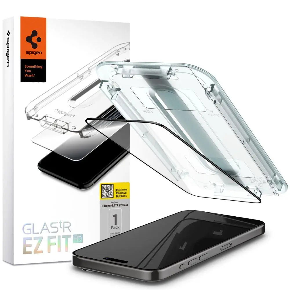 Spigen GLAS.TR "EZ FIT" FC IPHONE 15 PRO MAX BLACK Spigen