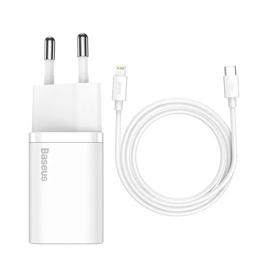 Baseus Super Si 1C Hurtigoplader USB Type C 20W Strømforsyning + USB Type C - Lightning Kabel 1m (TZCCSUP-B02) Baseus