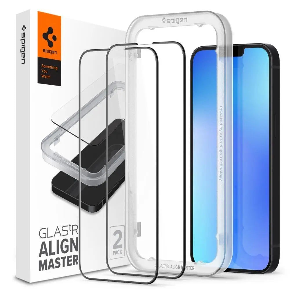 Spigen ALM Glass FC 2pcs Full Screen Tempered Glass for iPhone 13 Pro Max with Black Frame Spigen