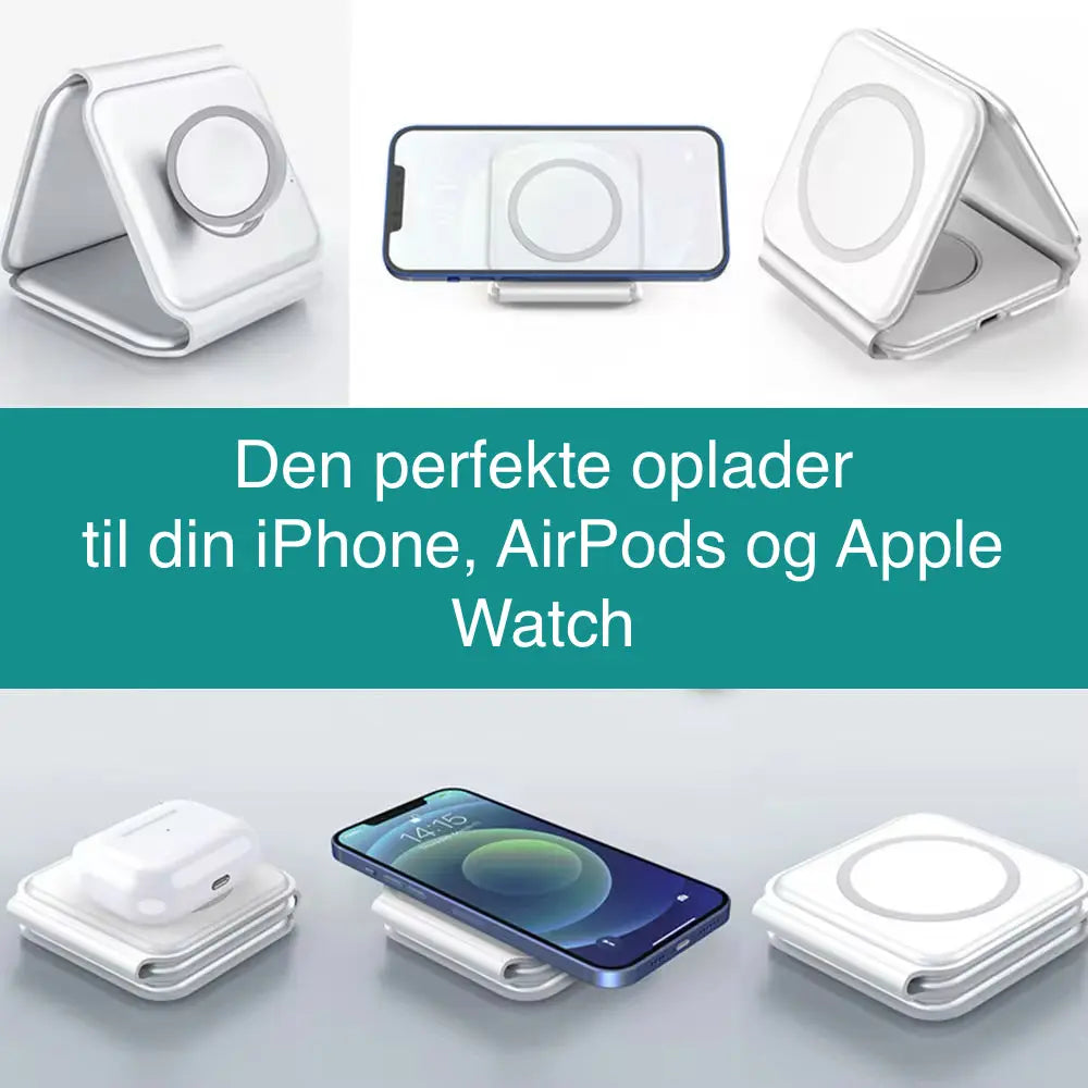 Foldbar 3-i-1 Oplader til iPhone, AirPods og Apple Watch OEM